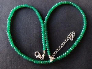 Collar minimalista hecho a mano para mujer con cuentas de piedras preciosas Rondelle de ónix verde de 3-4 mm 18" - Imagen 1 de 14