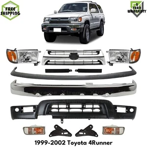 Front Bumper Face Bar Chrome Steel & Headlights Kit For 1999-2002 Toyota 4Runner - Picture 1 of 11