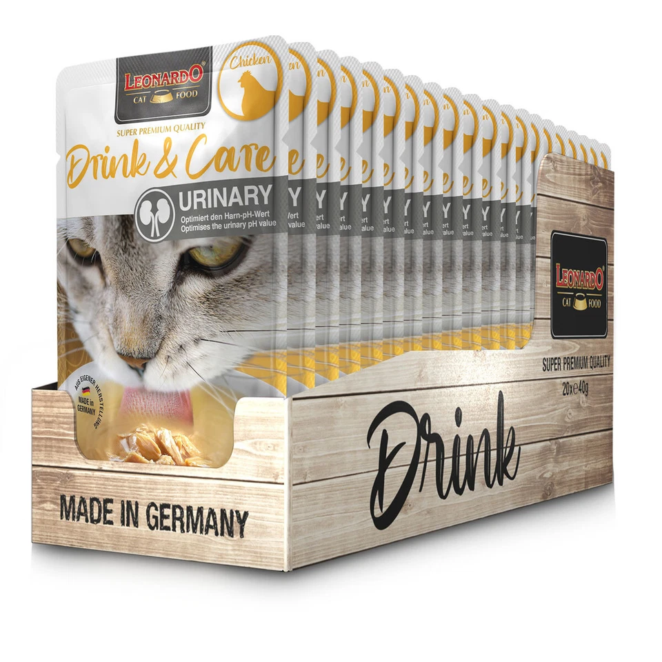 20 x 40 g Leonardo Drink & Care Urinary Chicken Optimiert den Harn-pH-Wert Katze - Bild 1 von 1