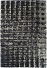 Black Contemporary Machine Made Blocked Lines Squares Area Rug Striped At4