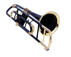 Trombone New BLACK Brass Finish Bb Flat Valve Trumbone Free case+Mouthpiece - Picture 1 of 4