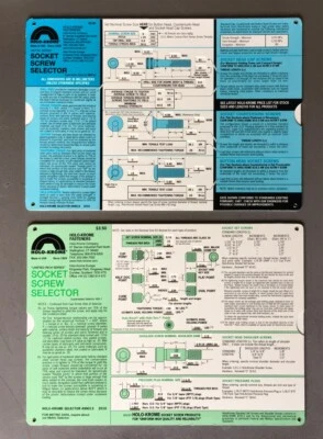 NEW SET OF HOLO-KROME SOCKET SCREW SELECTOR SLIDE CHARTS INCH & METRIC