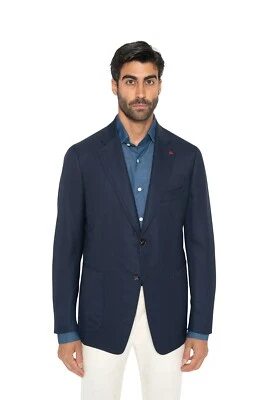 $4800 ISAIA NAPOLI Solid Blue Navy Jacket Sport Coat Wool Knit  ( MDP ) - Image 1 of 4