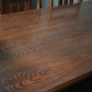 Crafters and Weavers Mission 70" Solid Oak Dining Table - Walnut - Picture 1 of 4