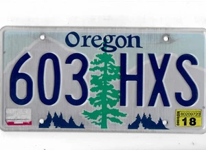 Placa de matrícula de pasajero Oregon 2018 "603 HXS" - Imagen 1 de 1