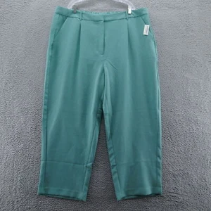 Old Navy Womens Taylor Wide Leg Trouser Pants 3X Green Pleated High Waist NEW - Picture 1 of 16