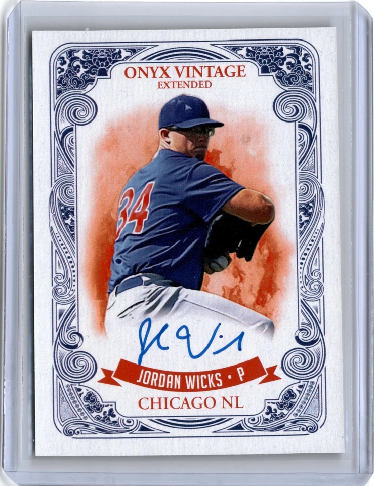 2021 Onyx Vintage Extended Blue Ink Jordan Wicks Auto (B33) A10 Cubs - Image 1 of 2