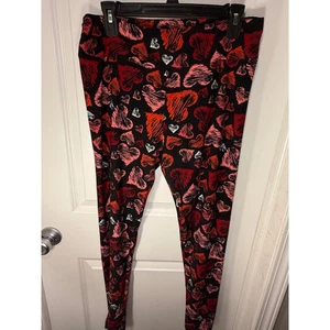 Leggings para mujer Lularoe, negros con corazones rojos/rosa/naranja, talla TC, elásticos wst - Imagen 1 de 6