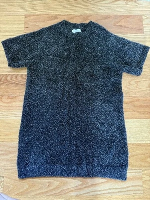 ZARA Girl's Kid’s Fuzzy Sweater Dress Black/Gray/Silver Metallic Size 11/12 - Image 1 of 4