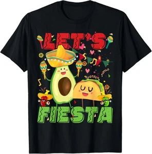 Let's Fiesta Avocado And Tacos Cinco De Mayo Mexican Party T-Shirt Hoodie - Picture 1 of 15