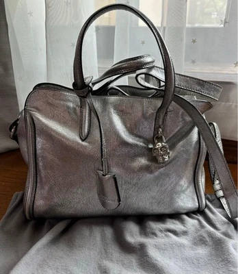[Used] Alexander McQueen Leather Handbag 2way Shoulder Bag Skull Padlock Silver - Image 1 of 4