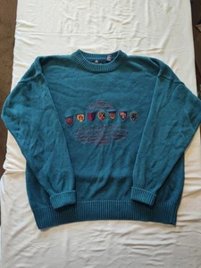 Vintage 90's Structure Ramie Cotton Crewneck Sweater Embroidered Logo Size Large - Picture 1 of 12