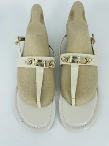Coach Sandals Womens 10B Caterine Thong Ankle Strap White Patent Casual Open Toe - Picture 1 of 4