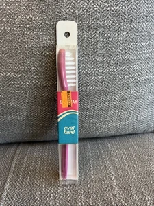 Vintage Safeway Toothbrush Angle Regular Oval Hard Long Brush Bristles Pink New - Picture 1 of 5