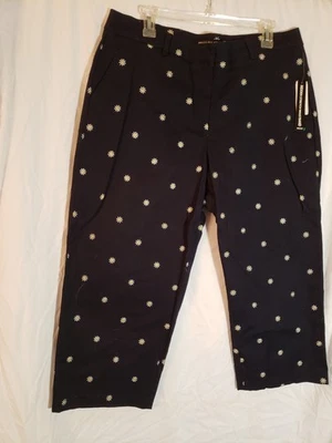 Capris para mujer Briggs NY azul marino margarita talla 16 Foto 1 de 4