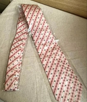 Corbata Louis Vuitton Monograma Cuadros Estrellas Seda 3.5 pulgadas Rosa Italia Presente JAPÓN Foto 1 de 4
