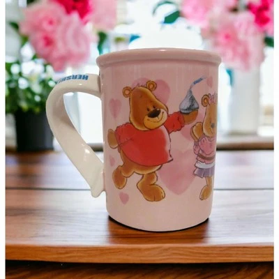 Caneca de café coração chocolate namorado Love Hershey's Kisses redemoinho urso rosa - Imagem 1 de 4