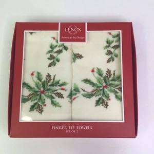 Lenox Christmas 2 Pc Finger Tip Towel Set Holiday Bath Collection - Picture 1 of 3