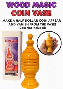 JARRÓN MONEDA DESAPARECIENDO Truco de Magia Madera Desapareciendo Dinero Medio Dólar    - Imagen 1 de 9
