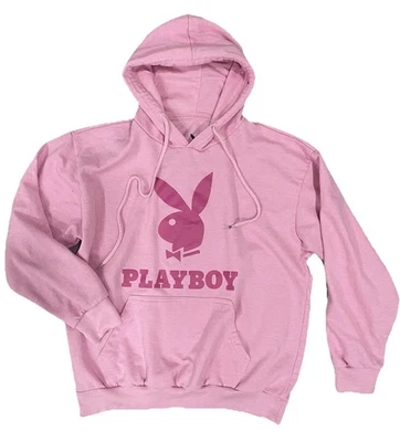Playboy Hoodie Women M Pink Sweatshirt Cotton Blend Y2K Retro Bunny Logo - Image 1 of 4