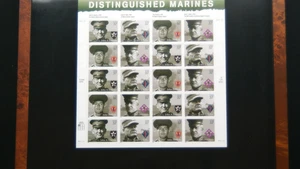 FRAMED 2005 USMC DISTINGUISHED MARINES STAMP SHEET Between Glass - Picture 1 of 9