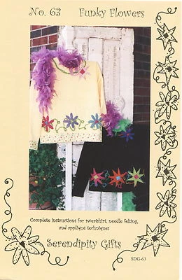 Funky Flowers Applique Sweatshirt Pattern by Serendipity Gifts   - Image 1 of 2