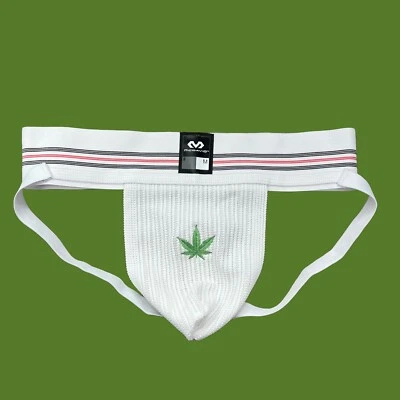 Weed Leaf bordado personalizado para hombre blanco atlético atlético jockstrap ropa interior Foto 1 de 4