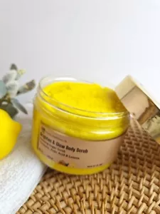 Turmeric Kojic Lemon Body Scrub Skin Brigtening Exfoliating Foamimg Sugar Scrub - Picture 1 of 6