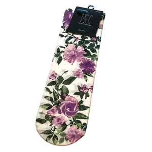 INC International Concepts White, Green, & Purple Floral Print Crew Socks, NWT! - Picture 1 of 4