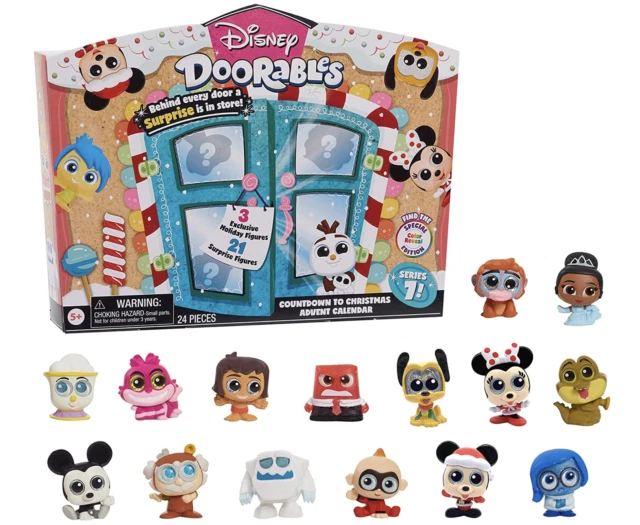 Disney Doorables Christmas Advent Calendar with Collectible Figures - 24 Pieces