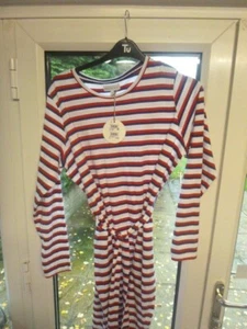 LADIES NEXT MATERNITY STRIPED 100% COTTON SUMMER BELTED BEACH DRESS SIZE 20 - Picture 1 of 2