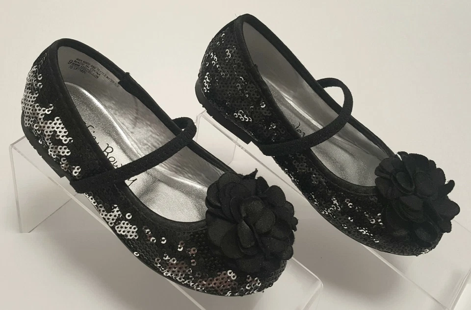 Nuevos planos de ballet con lentejuelas negras/plateadas Cynthia Rowley para niñas pequeñas talla 9 Foto 1 de 4