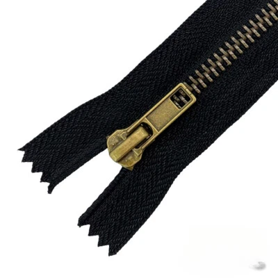 5pcs #5 DIY One-Sided Bronze Teeth Metal Closed-End Zippers Y-Tooth Sliders Zip - Image 1 of 4