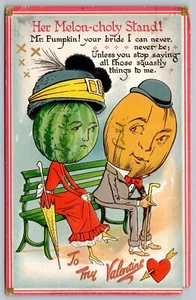 Postcard c1912 Tuck Unsigned Artist G.W. Bonte Valentine Her Melon-choly Stand! - Bild 1 von 2