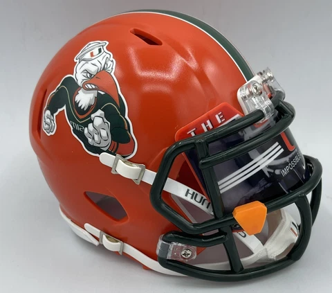 CUSTOM RIDDELL SPEED MINI FOOTBALL HELMET - MIAMI HURRICANES Cover