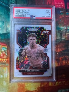 2022 TOM ASPINALL PSA9 WHITE SPARKLE UFC PANINI PRIZM ROOKIE CARD RC CHAMP! UK