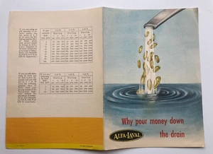 ALFA LAVAL WHY POUR MONEY DOWN THE DRAIN CREAM SEPARATOR BROCHURE 1960's No1 - Imagen 1 de 2