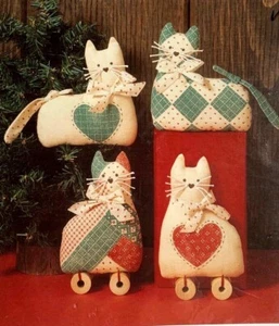 Sunset CALICO CHRISTMAS KITTENS Antiqued Quilts 18007 New 1989 USA Plush Cottage - Picture 1 of 4