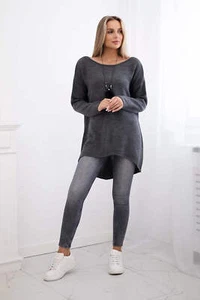 Graphite sweater with necklace. - Picture 1 of 1