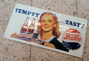 Blechschild - Pepsi Tempty Taste - Motiv geprägt - Metallschild 24 x 58 cm - Bild 1 von 1