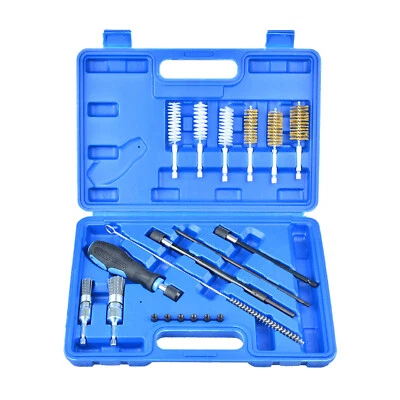 19 PCS Universal Diesel Engines Injector Seat Brush Cleaner Cleaning Tool Kit