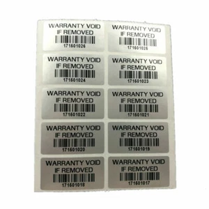 300 Warranty Void BAR-CODE Silver Security Label Sticker Tamper Evident return - Picture 1 of 5
