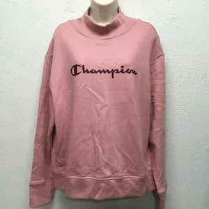 Champion Sweatshirt Damen Large Pink Logo Mock Neck Pullover Athleticwear - Bild 1 von 6