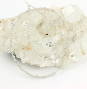 Rohdiamant Collana Pietre Preziose Bianco Tubo Nobile Collier 28 Carato - Foto 1 di 4