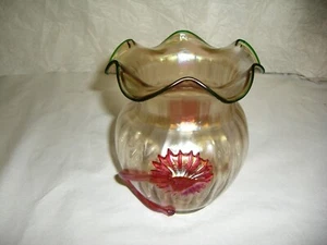 KRALIK & SOHN, ART NOUVEAU VASE, IRIDESCENT, BOHEMIAN, FLOWER, STARBURST c.1890 - Picture 1 of 12