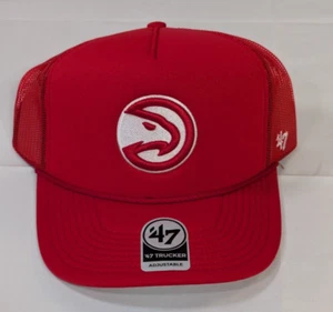 Atlanta Hawks Trucker Foam Hat '47 Brand Mesh Snapback Red Adjustable - NWT - Picture 1 of 4
