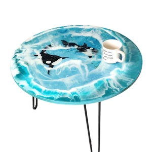 Killer Whale Resin Table, Underwater Coffee Table, Ocean Sofa Table, Orca Table - Picture 1 of 5