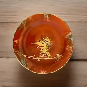 Beautiful Orange and Gold Bamboo Printed Plate Bright Colors - Picture 1 of 5