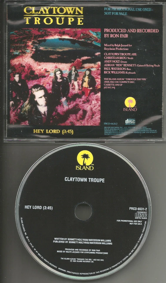 CLAYTOWN труппа Hey Lord ультра редкая 1990 США промо радио DJ CD сингл  - Изображение 1 из 1