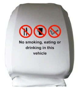 Reposacabezas de automóvil advertencia no fumar beber comer asiento de taxi cubierta delantera trasera Uber - Imagen 1 de 1